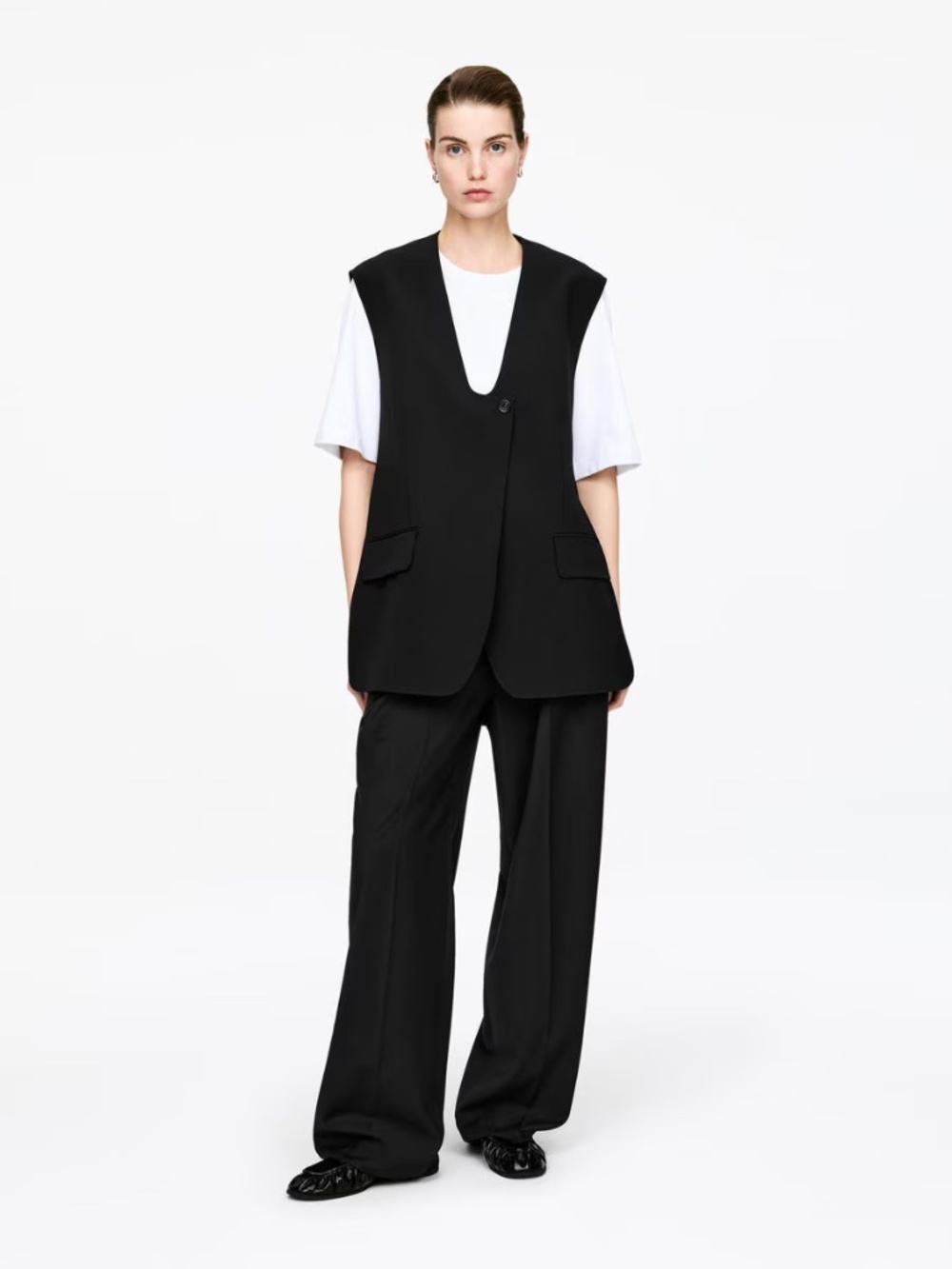 ARKET - Tailored Waistcoat Sleeveless Blazer, Black Size EU 34/ US XS